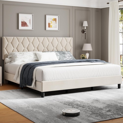 King size modern platform bed - king,