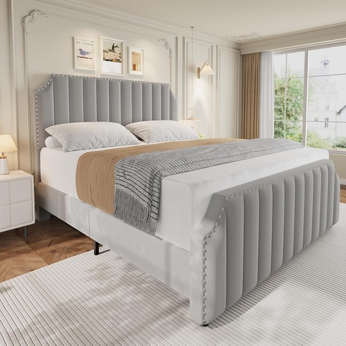Queen size velvet - bed, frame